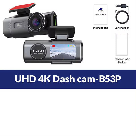 Dash Cam 4K UHD Recording Car Camera DVR Night Vision Video Recorder Built - In Wi - Fi Support GPS 24H Parking - MacroPanora