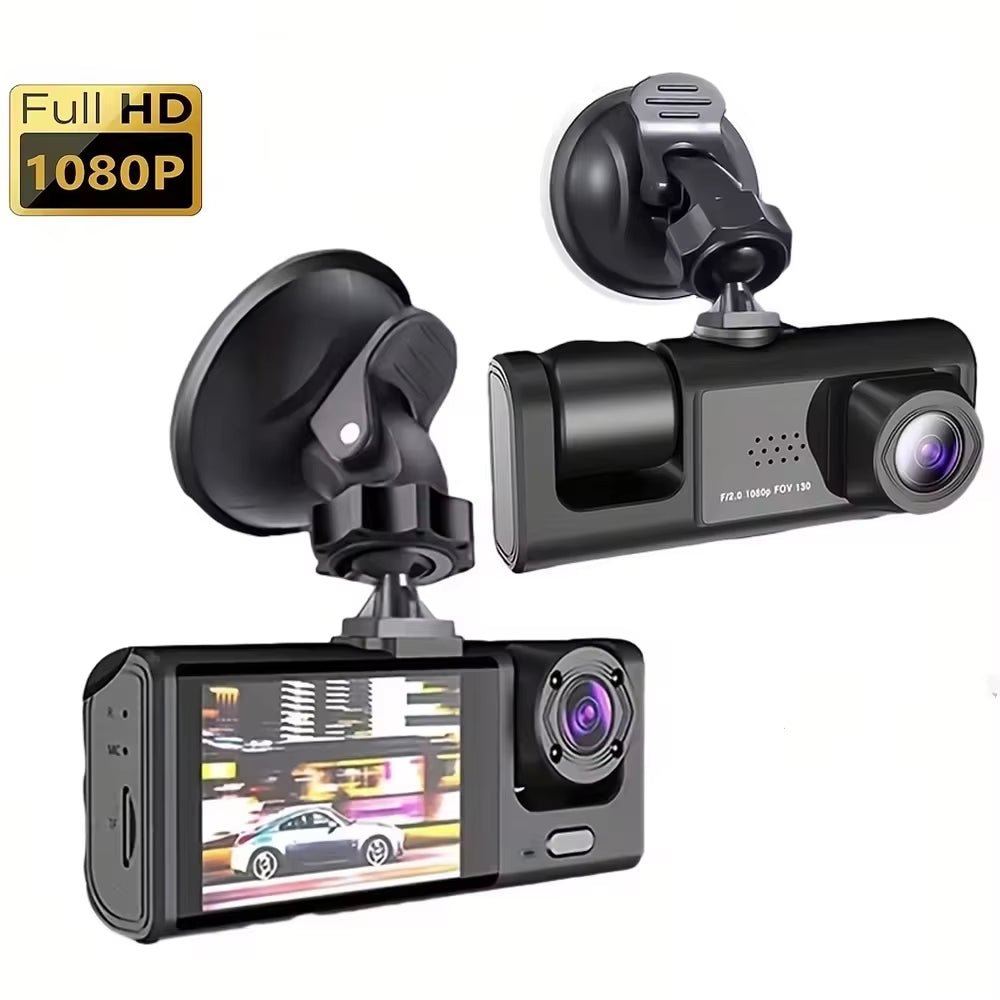 Dash Cam W/ IR Night Vision Loop Recording & 2" IPS Screen 1080P 3 Camera ， DVR Recorder, Video Recorder, Vehicle DVR - MacroPanora