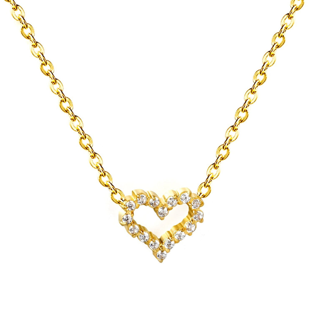 Diamond Edge Heart Pendant Necklace - MacroPanora