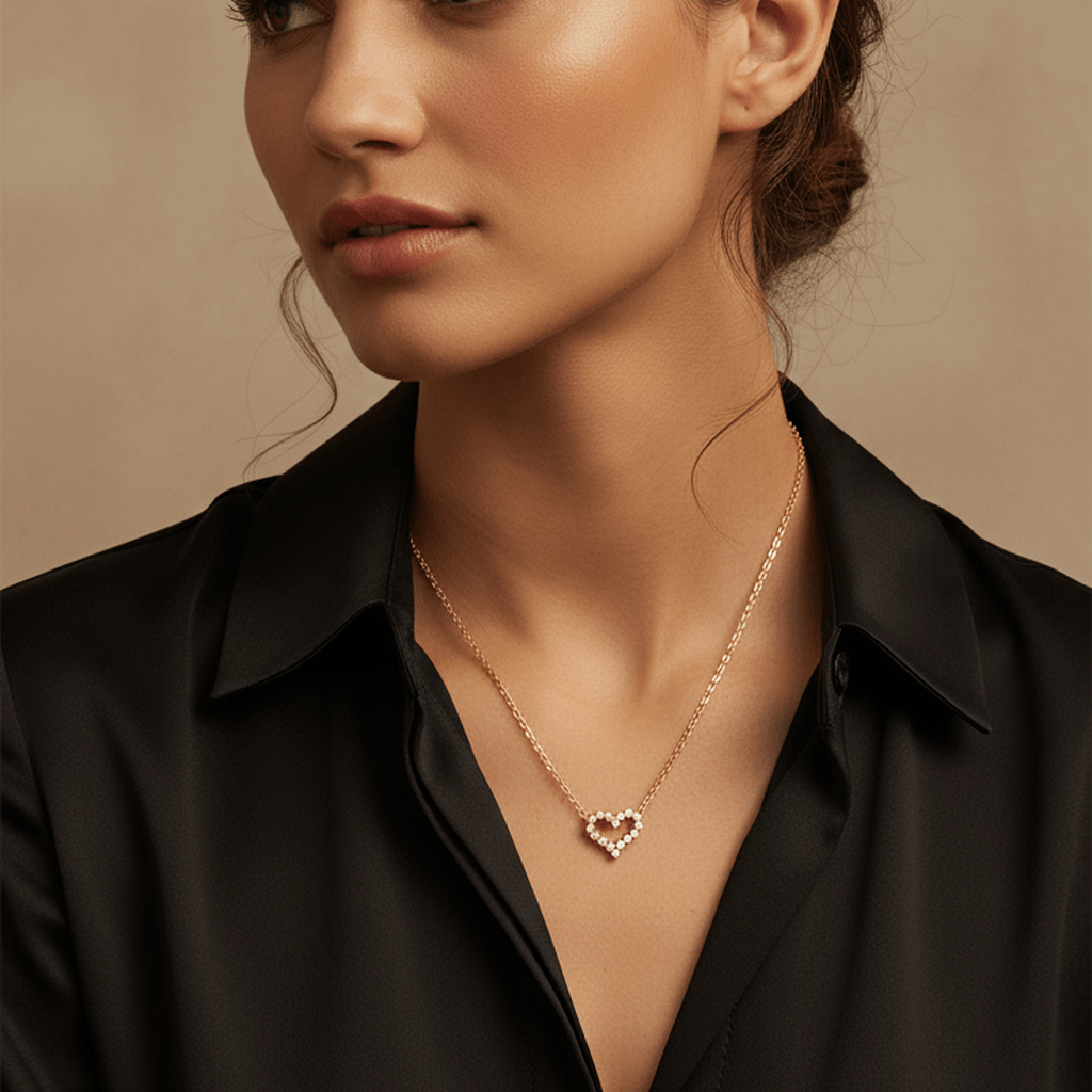 Diamond Edge Heart Pendant Necklace - MacroPanora