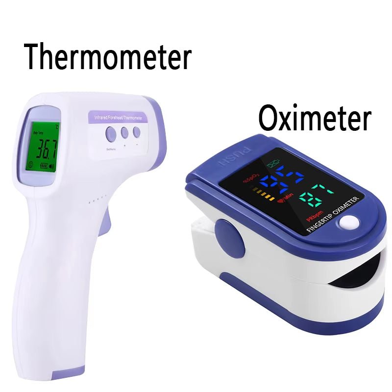 Digital Infrared Thermometer Forehead Body Non - Contact Fever Thermometers or Medical Portable Finger Pulse Oximeter Blood Oxygen - MacroPanora