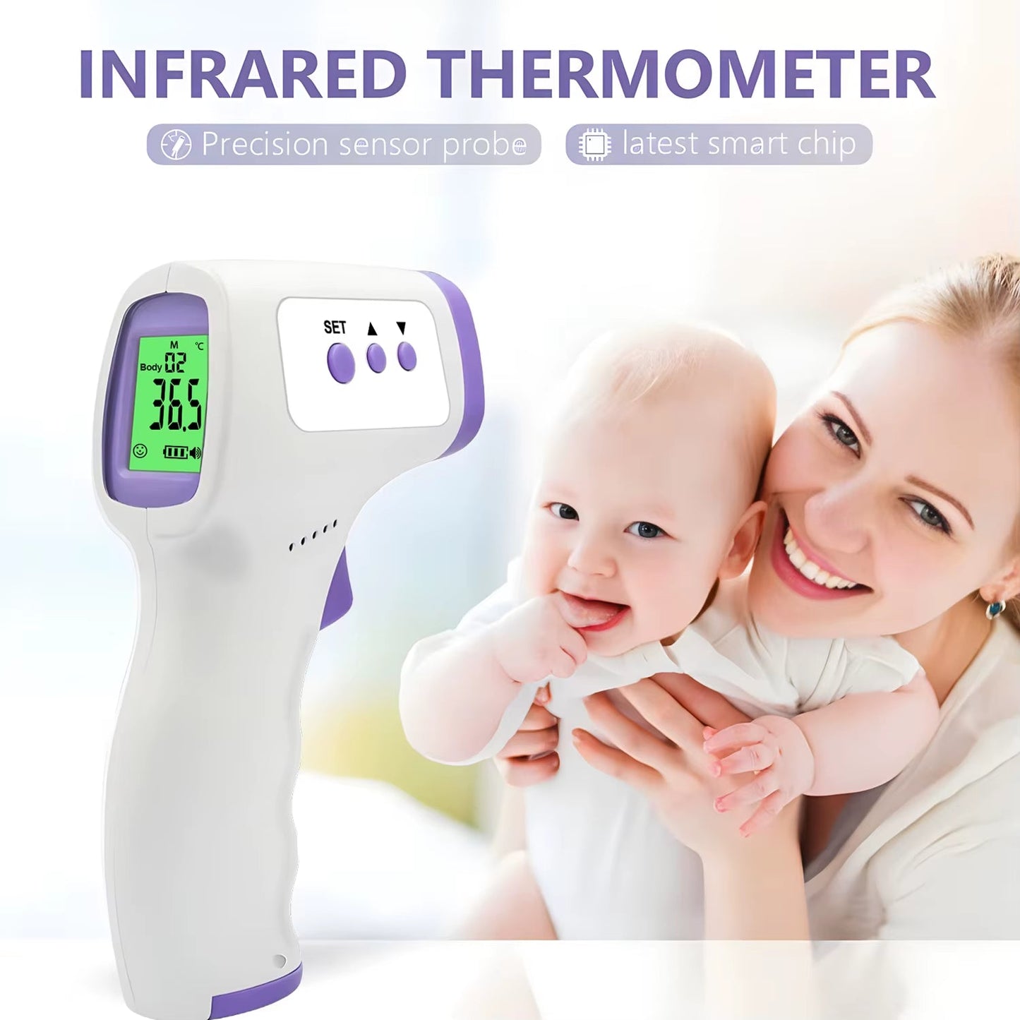 Digital Infrared Thermometer Forehead Body Non - Contact Fever Thermometers or Medical Portable Finger Pulse Oximeter Blood Oxygen - MacroPanora