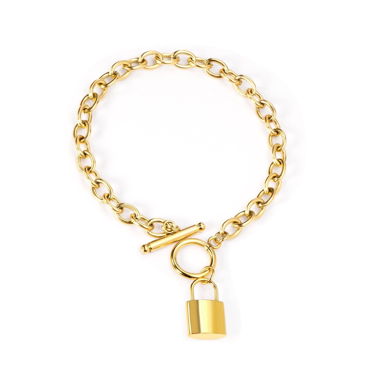 Edgy Lock Charm Bangle - MacroPanora