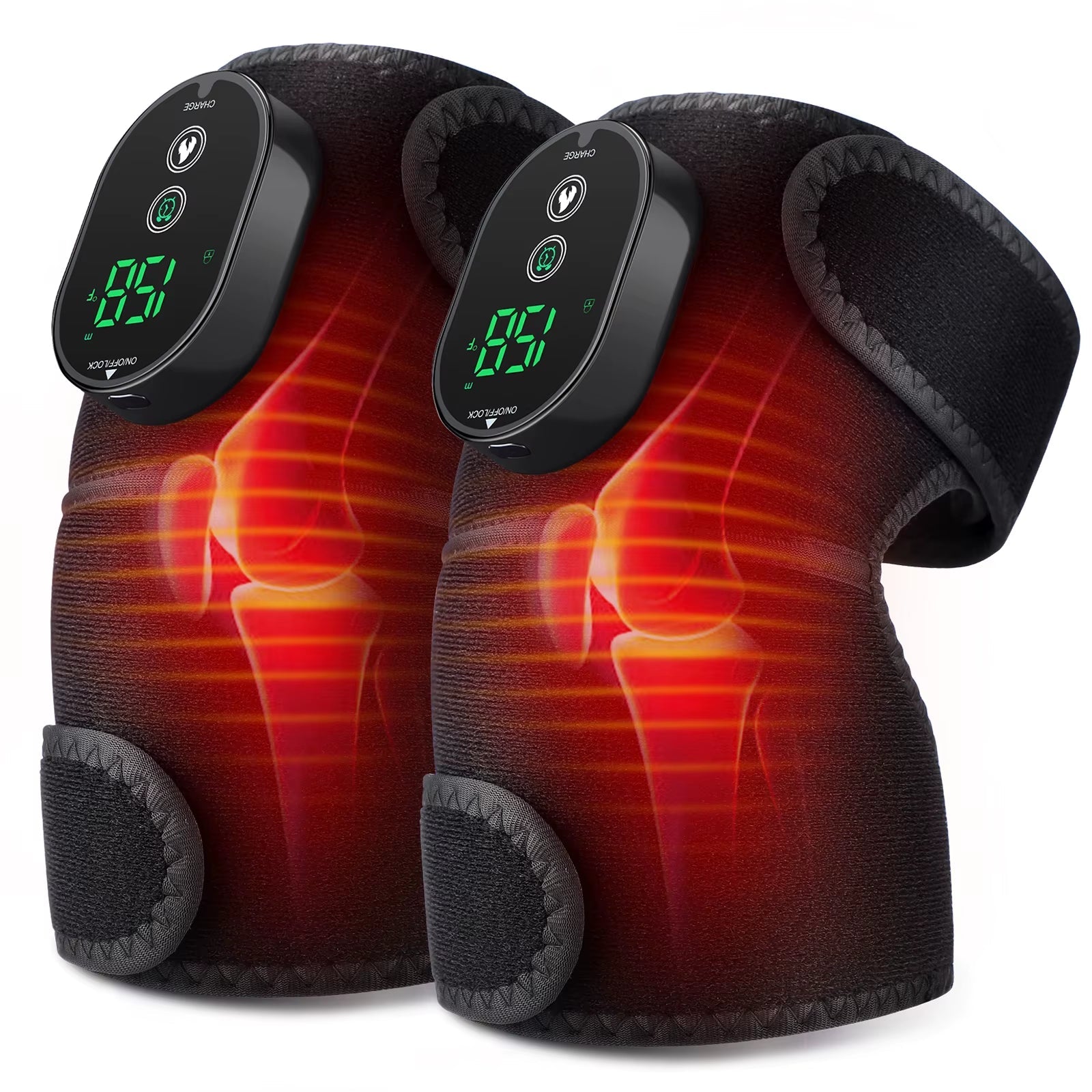 Electric Cordless Thermal Knee Pad Brace Massager 3 in 1 for Shoulder Elbow Joint Care Knee Support Muscle Relax Hot Compress - MacroPanora