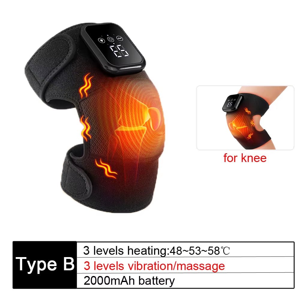 Electric Cordless Thermal Knee Pad Brace Massager 3 in 1 for Shoulder Elbow Joint Care Knee Support Muscle Relax Hot Compress - MacroPanora