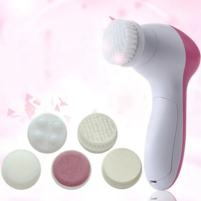 Electric Facial Cleaner 5 in 1 Face Cleansing Brush Wash Machine Spa Skin Care Massager Blackhead Cleaning Facial Cleanser Tools - MacroPanora