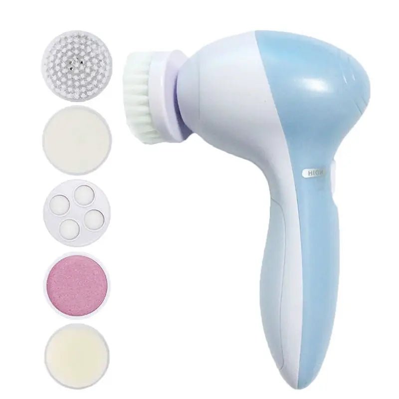 Electric Facial Cleaner 5 in 1 Face Cleansing Brush Wash Machine Spa Skin Care Massager Blackhead Cleaning Facial Cleanser Tools - MacroPanora