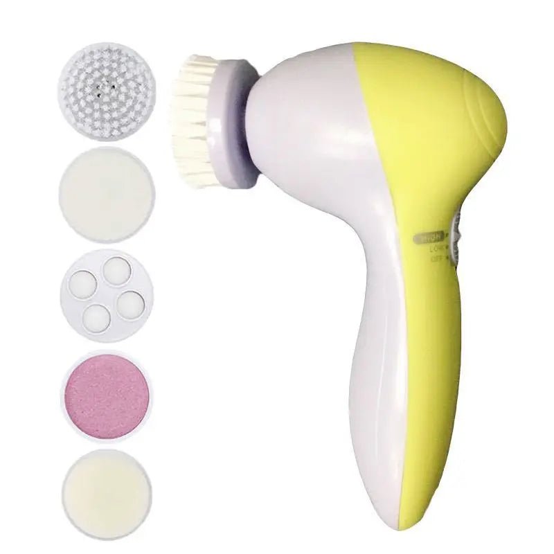 Electric Facial Cleaner 5 in 1 Face Cleansing Brush Wash Machine Spa Skin Care Massager Blackhead Cleaning Facial Cleanser Tools - MacroPanora