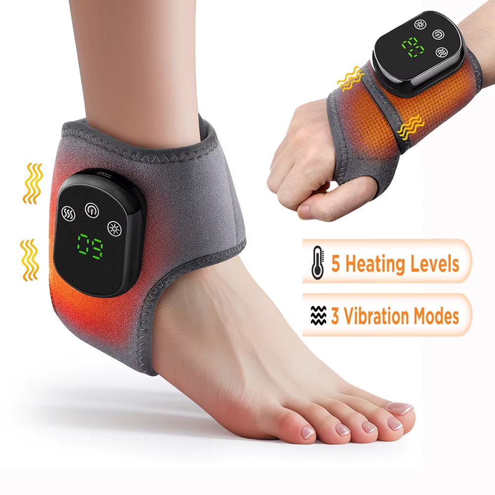Electric Foot and Hand Massager with Vibration and Heating Functions for Ankle and Joint Relaxation, Portable Design - MacroPanora