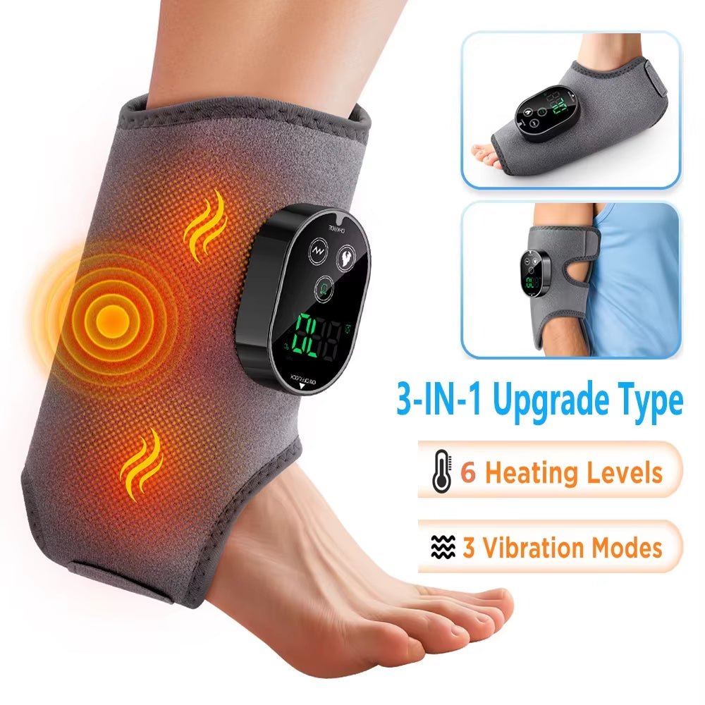 Electric Foot and Hand Massager with Vibration and Heating Functions for Ankle and Joint Relaxation, Portable Design - MacroPanora