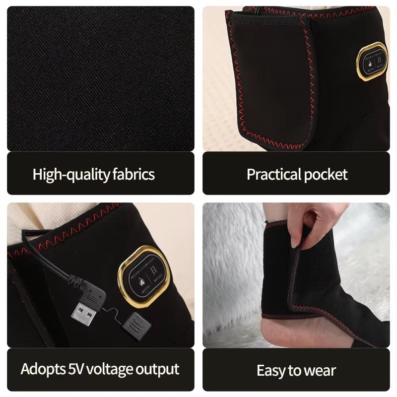 Electric Heated Ankle Massager - 3 - Level Adjustment - Muscle Relax & Ankle Joint Comfort - Foot Care for Fitness Fans/Seniors - MacroPanora