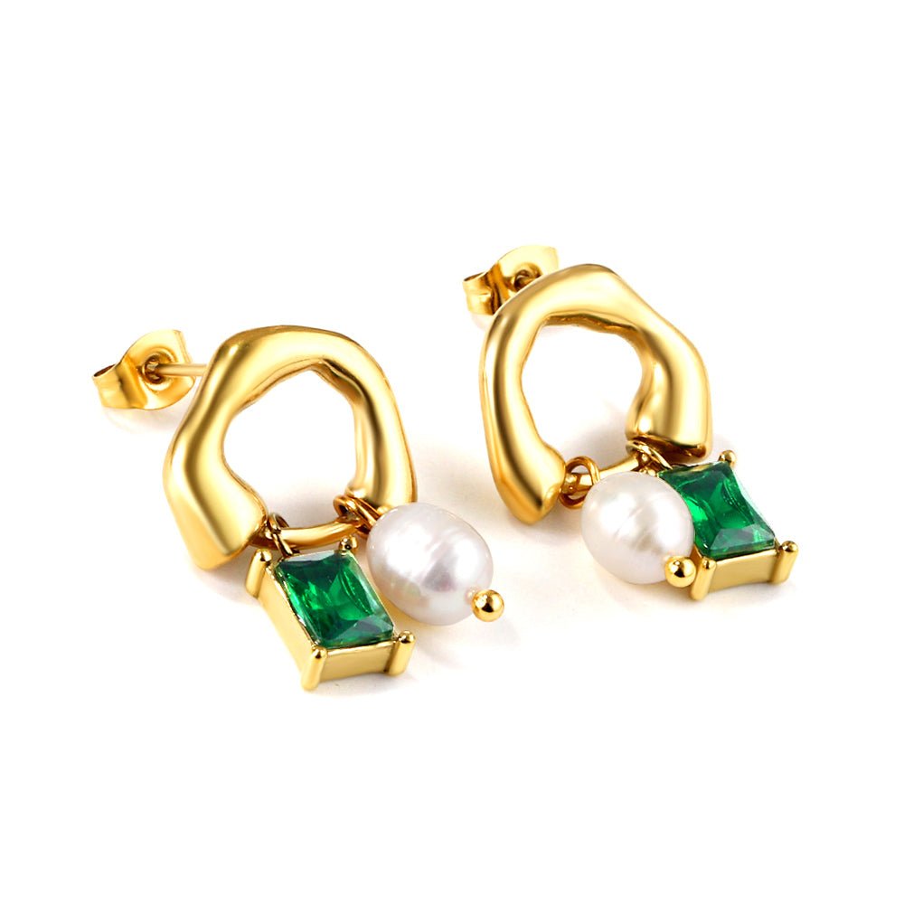 Emerald Pearl Half Hoops - MacroPanora