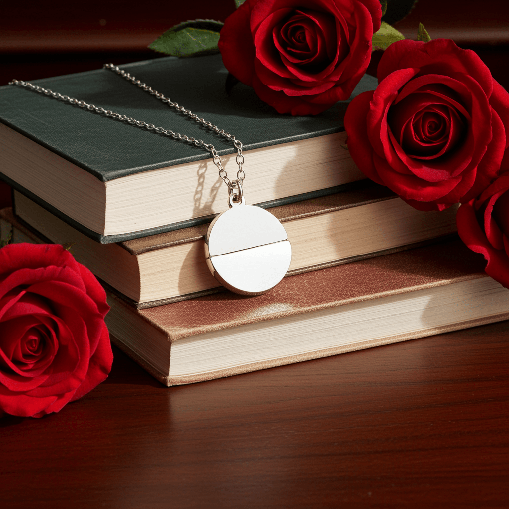 EMERSYN Silver (White Gold): Minimalist Metal & Shell Circle Pendant Necklace - MacroPanora
