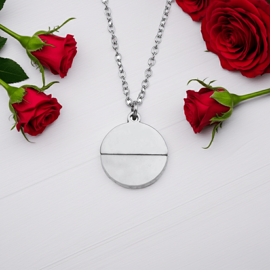EMERSYN Silver (White Gold): Minimalist Metal & Shell Circle Pendant Necklace - MacroPanora