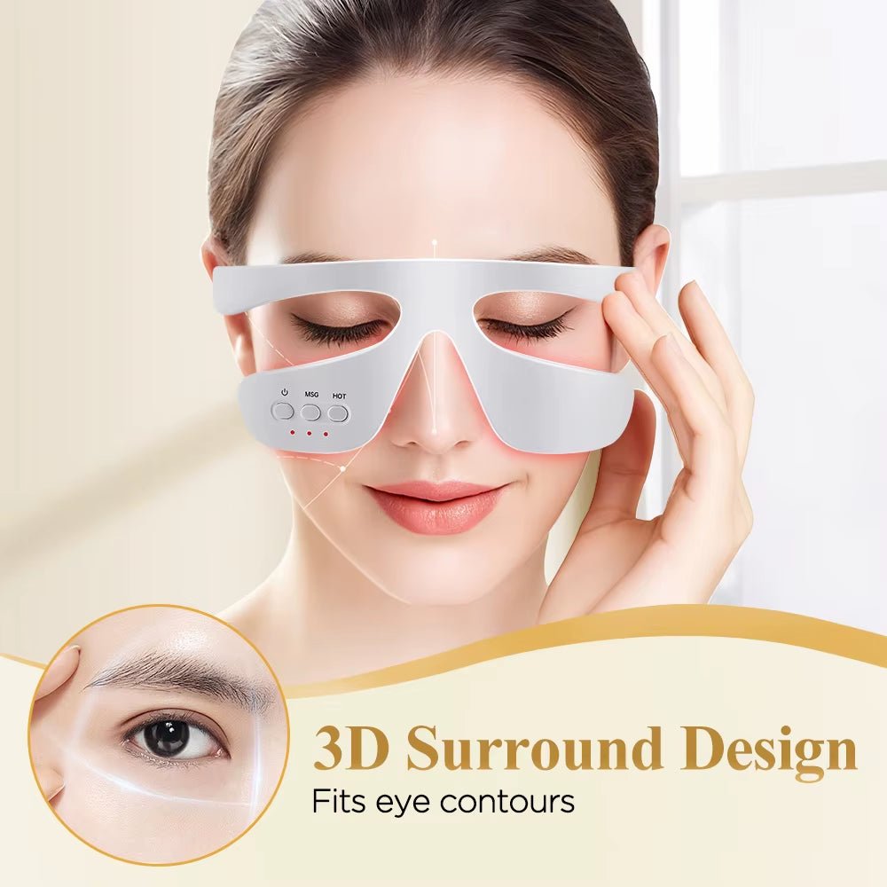 EMS 3D Eye Beauty Massager 3 Gear Red Light Microcurrent Remove Eye Bags Dark Circles Puffiness Hot Compress Relieve Eye Fatigue - MacroPanora