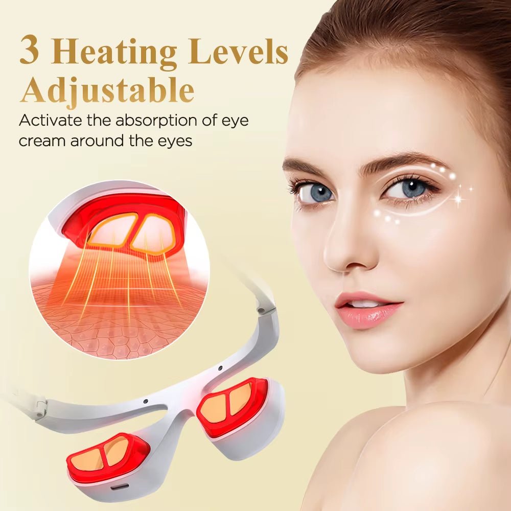 EMS 3D Eye Beauty Massager 3 Gear Red Light Microcurrent Remove Eye Bags Dark Circles Puffiness Hot Compress Relieve Eye Fatigue - MacroPanora