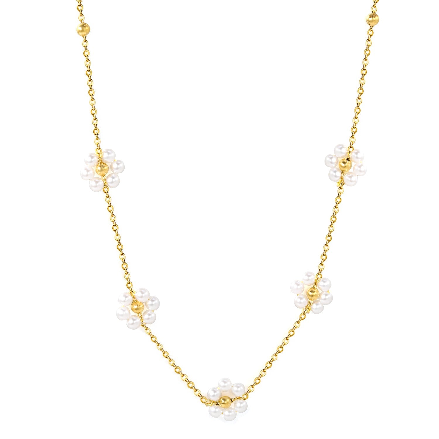 Floral Pearl Pendant Necklace - MacroPanora
