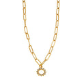 FRETTA: Radiant Star Shaped Pendant Zirconia Paper - Clip Chain Necklace in Gold. - MacroPanora