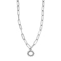 FRETTA: Radiant Star Shaped Pendant Zirconia Paper - Clip Chain Necklace in White Gold (Silver Toned) - MacroPanora