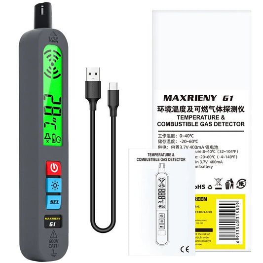 G1 Gas Leak Detector Combustible Natural Gas Recharge Portable Sound Vibration Alarm LCD Display Methane Alcohol Tester - MacroPanora