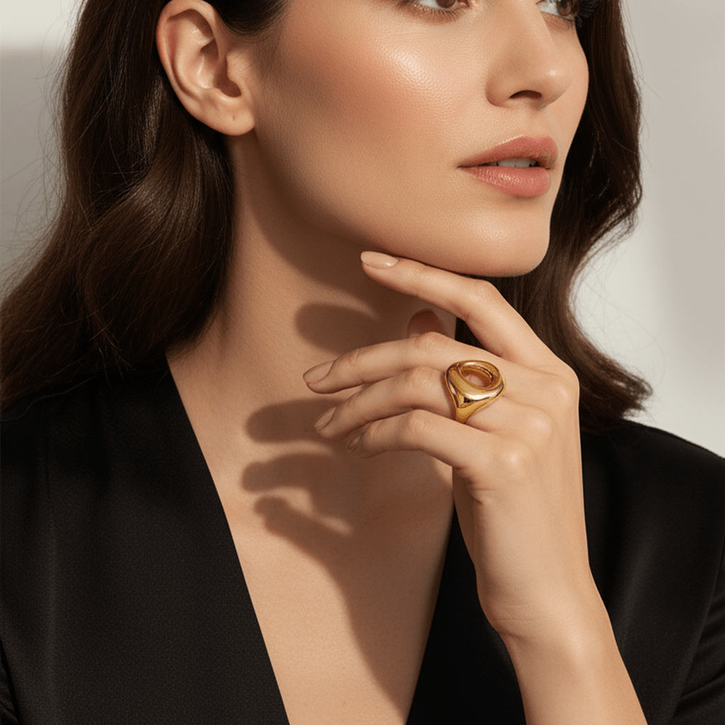 Golden Organic Embrace Ring - MacroPanora