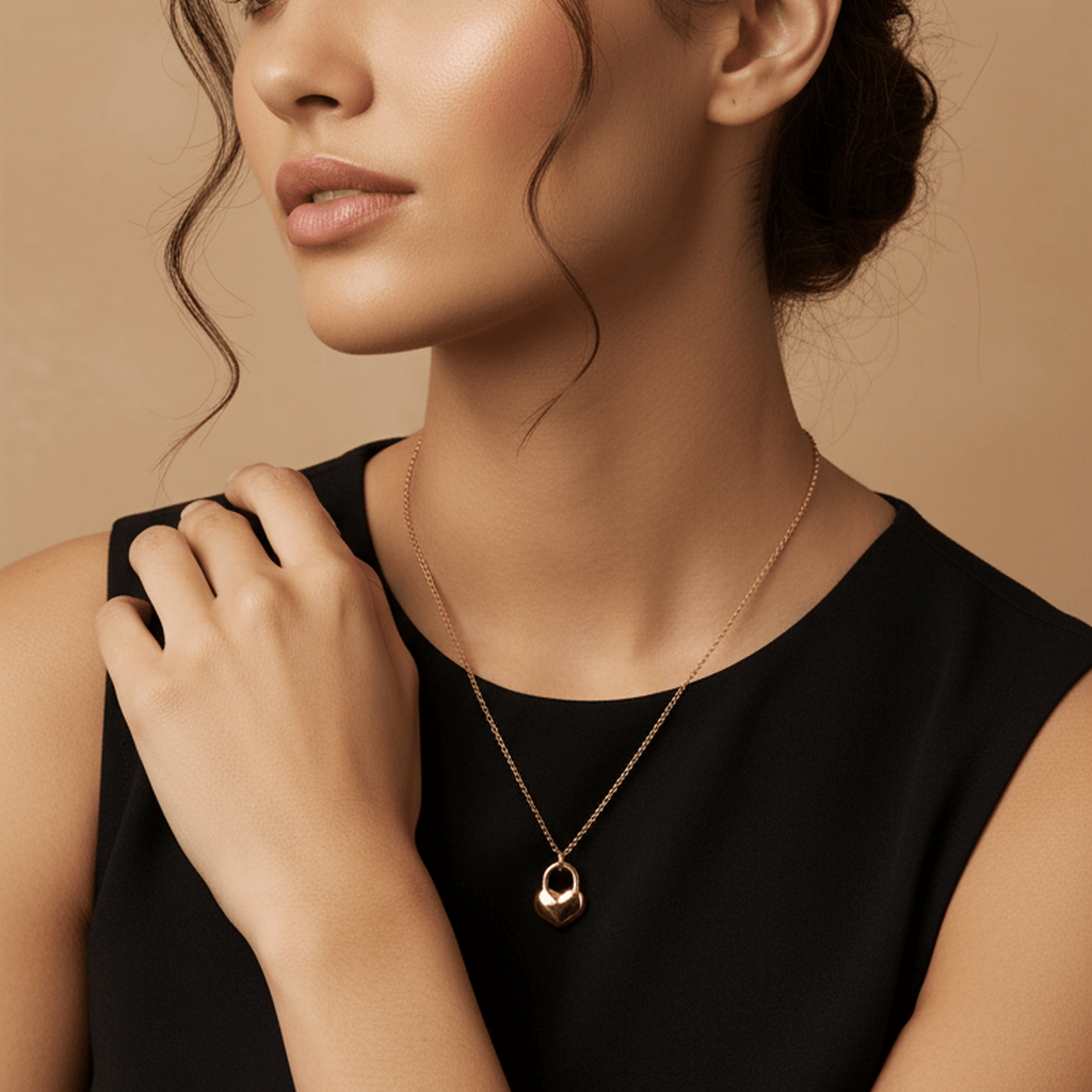 Heart Lock Charm Necklace - MacroPanora