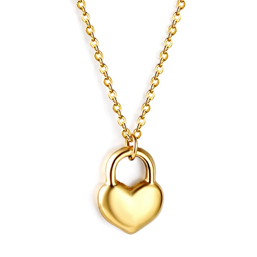 Heart Lock Charm Necklace - MacroPanora