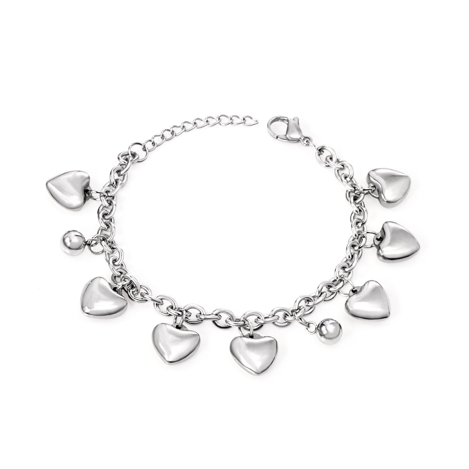 Heart & Sphere Charm Bangle - MacroPanora
