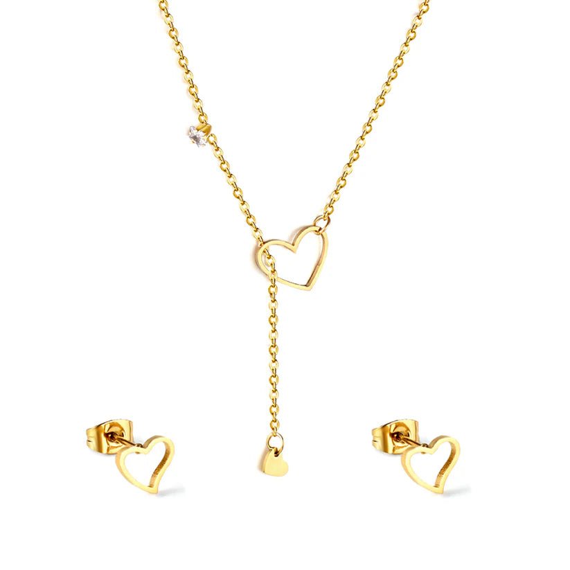 Heartfelt Crystal Embrace Set Gold - Jewelry set | MacroPanora