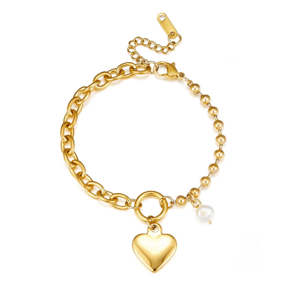 Heartfelt Pearl Charm Bracelet - MacroPanora