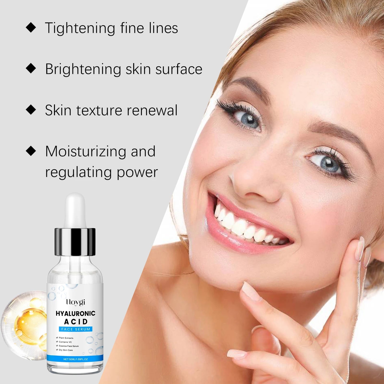 Hyaluronic Acid Serum 50Ml anti Aging Face Serum with Centella Asiatica Deep Hydration for Glowing Skin for Fine Lines Wrinkles - MacroPanora