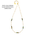 IMANI: Mix Bead Dainty Chain Necklace featuring Natural Stones & White Gold (Silver Toned) Metal - MacroPanora