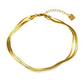 INESE LG: Snake - Skin Textured 2 - Layer Gold Anklet - MacroPanora
