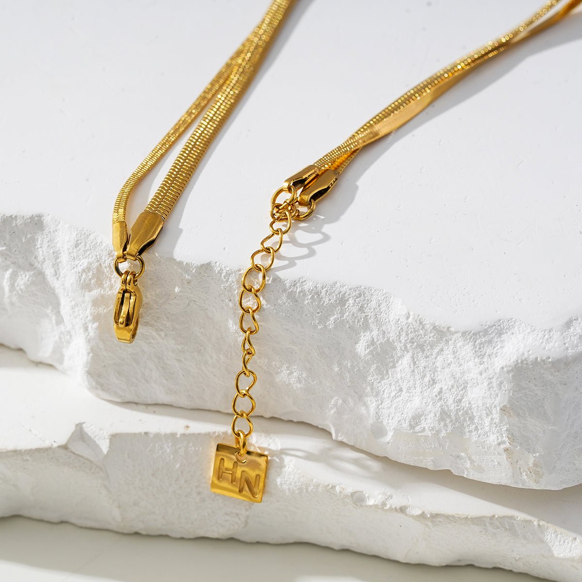 INESE LG: Snake - Skin Textured 2 - Layer Gold Anklet - MacroPanora