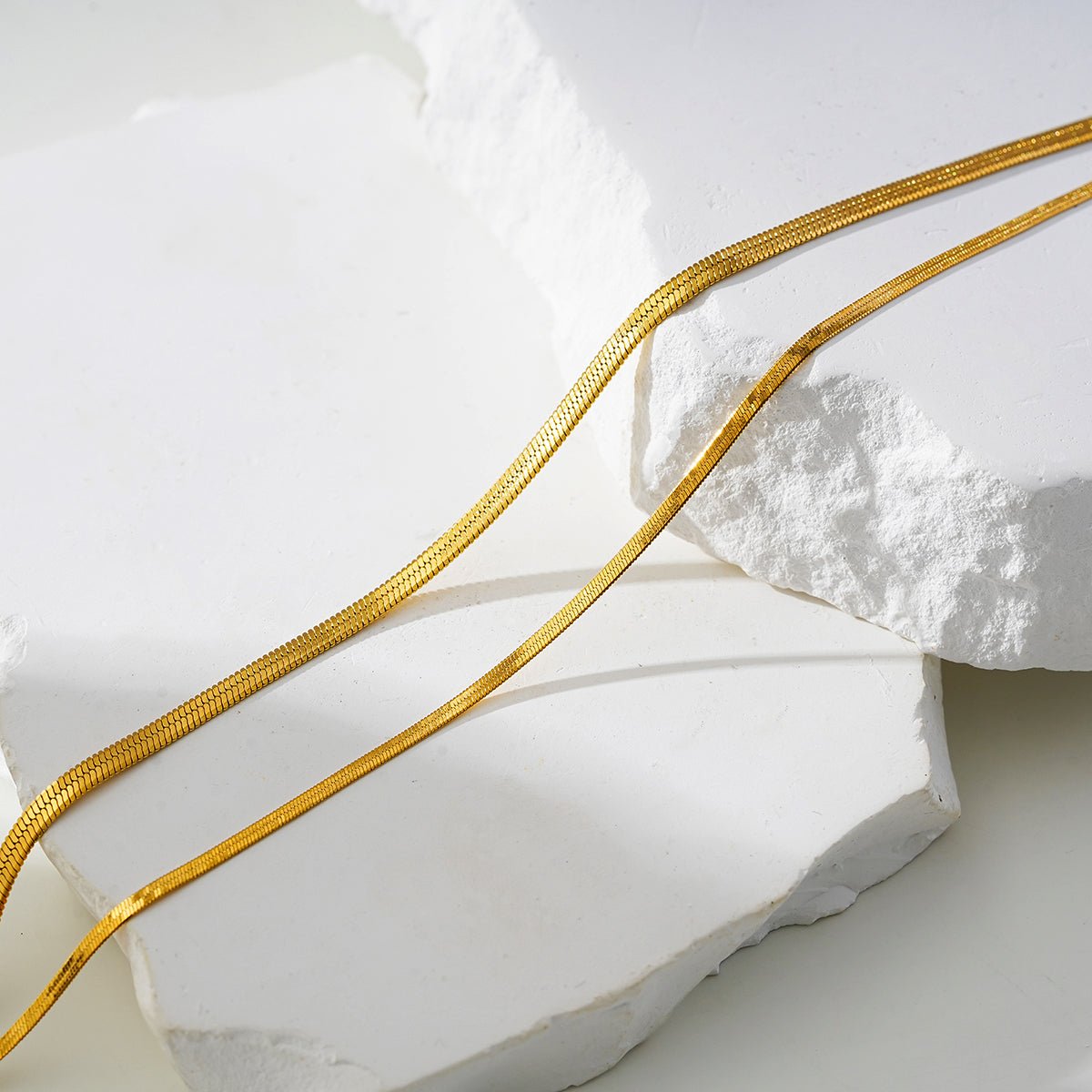 INESE LG: Snake - Skin Textured 2 - Layer Gold Anklet - MacroPanora