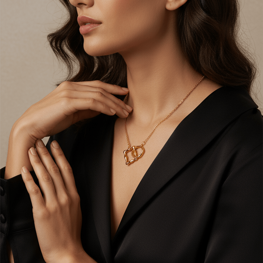 Irregular Square Clasp Pendant Necklace - MacroPanora