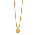 ISA Gold: Rope Chain Necklace with Pavé Zirconia Radiant Sun Pendant - MacroPanora