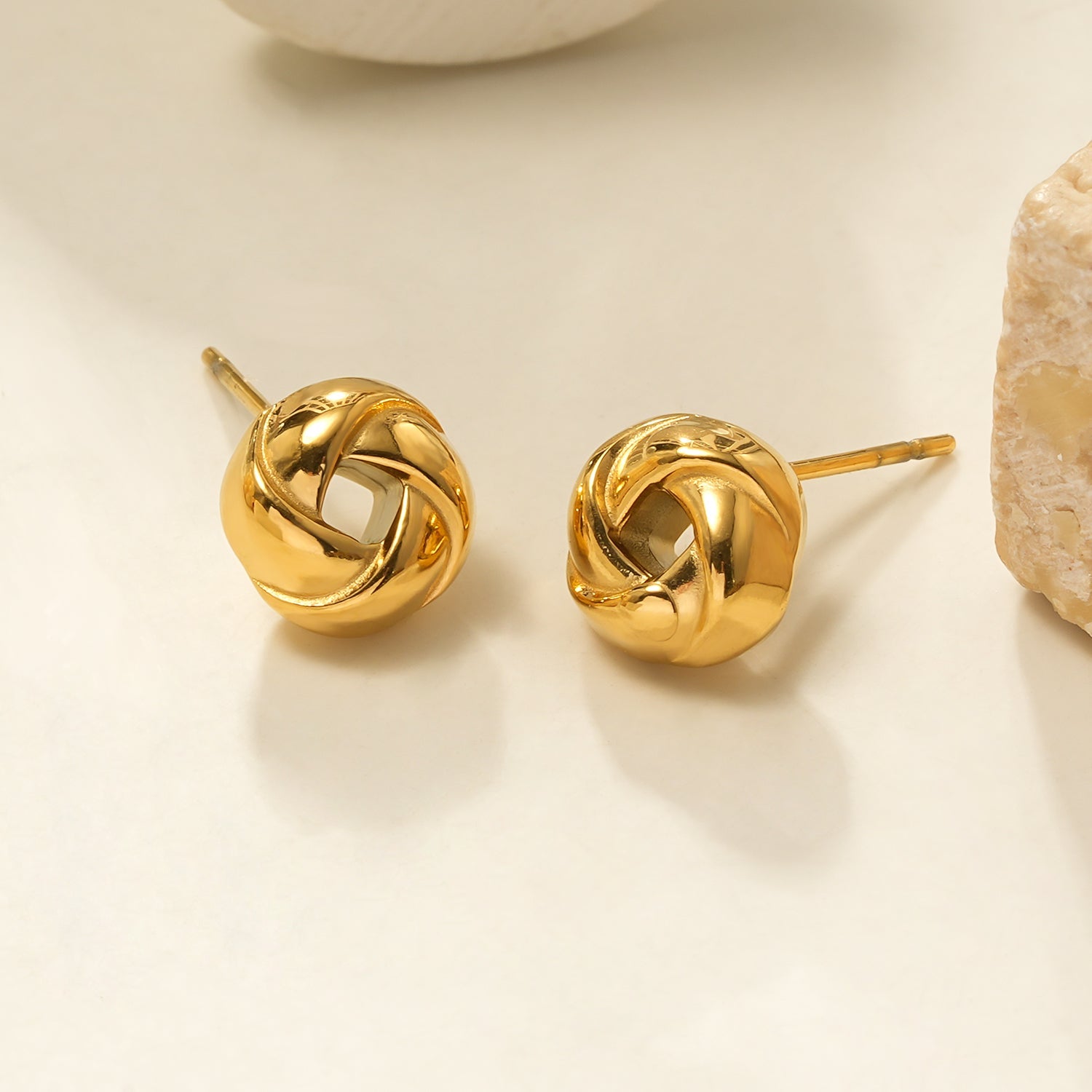 JATANI (Small) Gold: Love Knot Stud Earrings – Timeless Symbol of Eternal Love & Elegant Jewelry Gift - MacroPanora