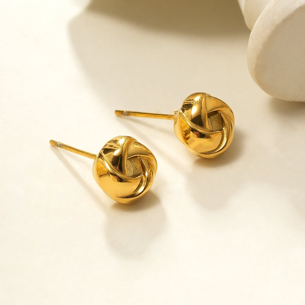 JATANI (Small) Gold: Love Knot Stud Earrings – Timeless Symbol of Eternal Love & Elegant Jewelry Gift - MacroPanora