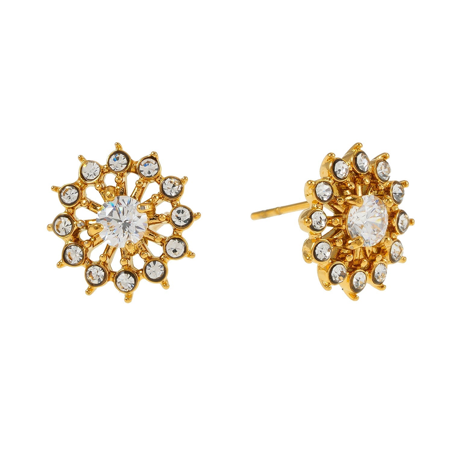 KERELA Gold: Shimmering Star Zirconia (CZ) Stud Earrings - MacroPanora
