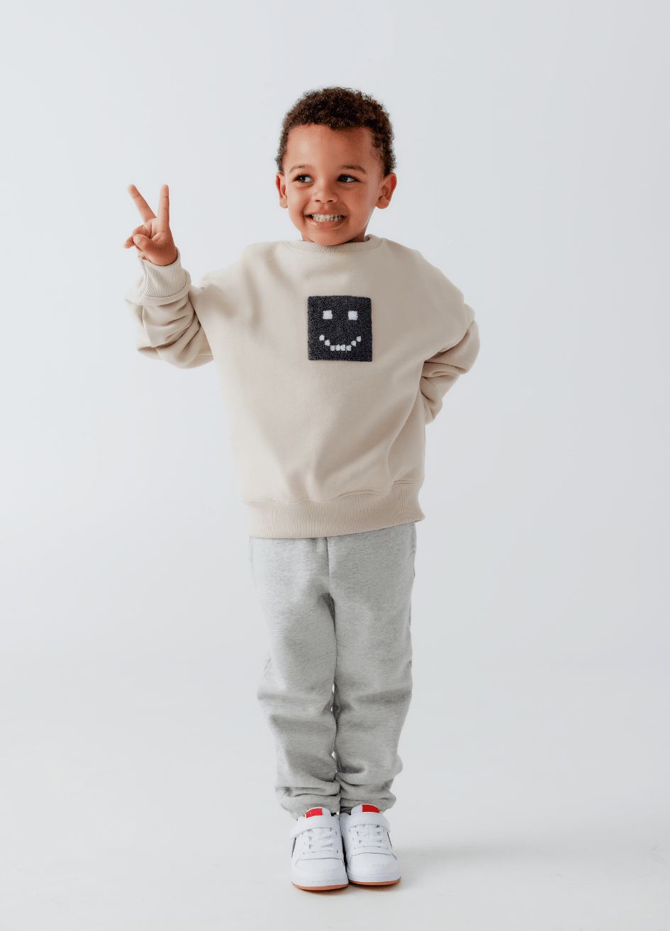 Kids "Pixel" Taupe Sweatshirt - MacroPanora