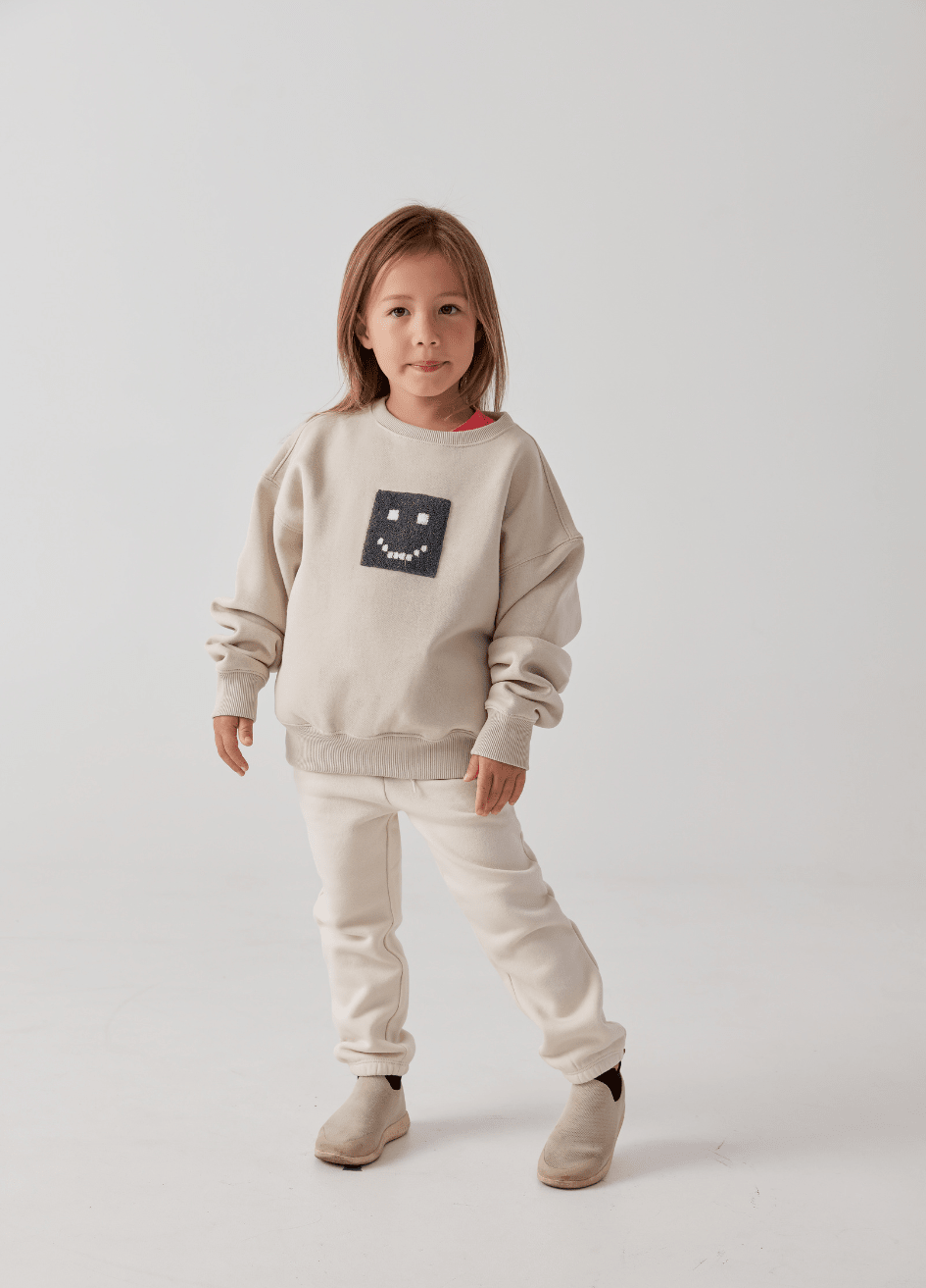 Kids "Pixel" Taupe Sweatshirt - MacroPanora