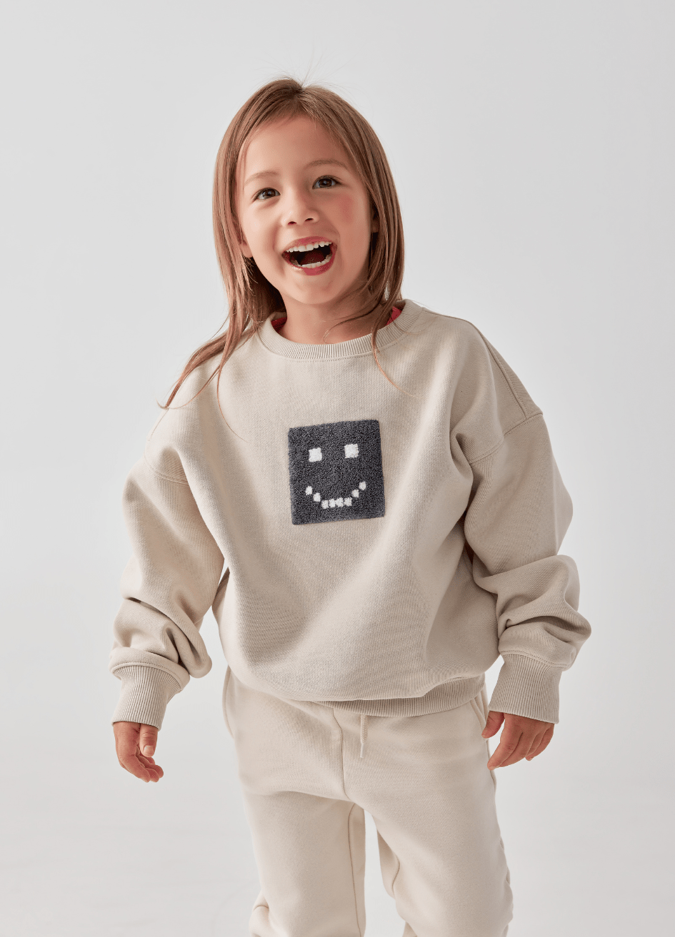 Kids "Pixel" Taupe Sweatshirt - MacroPanora