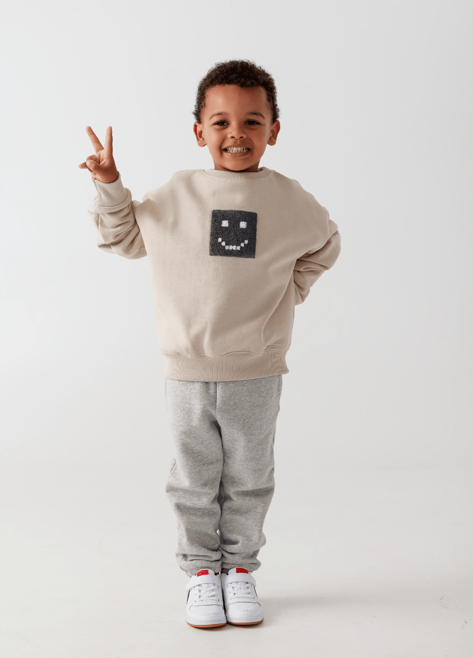 Kids "Pixel" Taupe Sweatshirt - MacroPanora