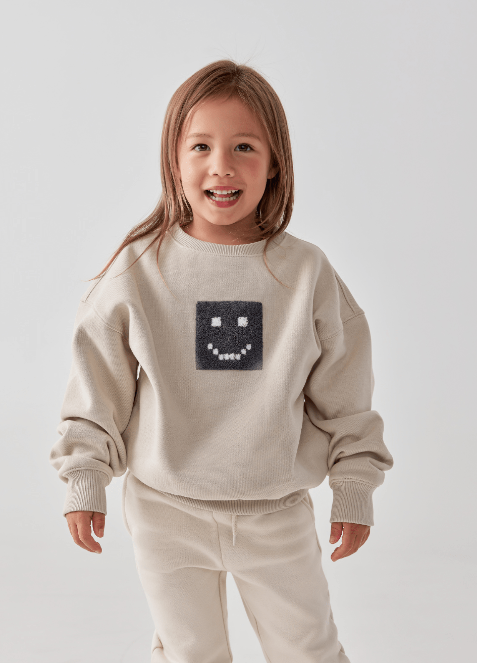 Kids "Pixel" Taupe Sweatshirt - MacroPanora
