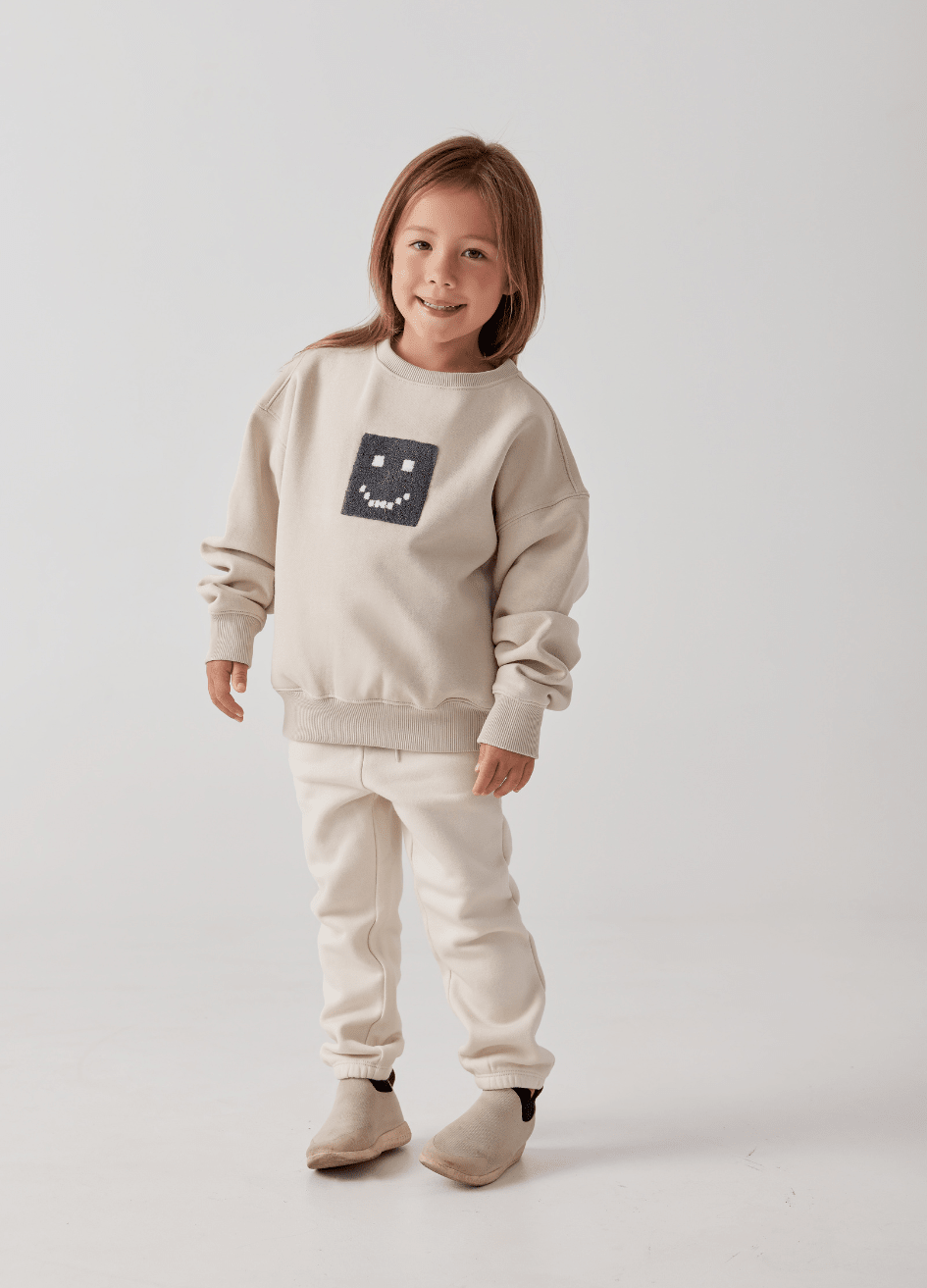 Kids "Pixel" Taupe Sweatshirt - MacroPanora