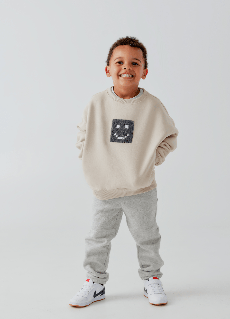 Kids "Pixel" Taupe Sweatshirt - MacroPanora