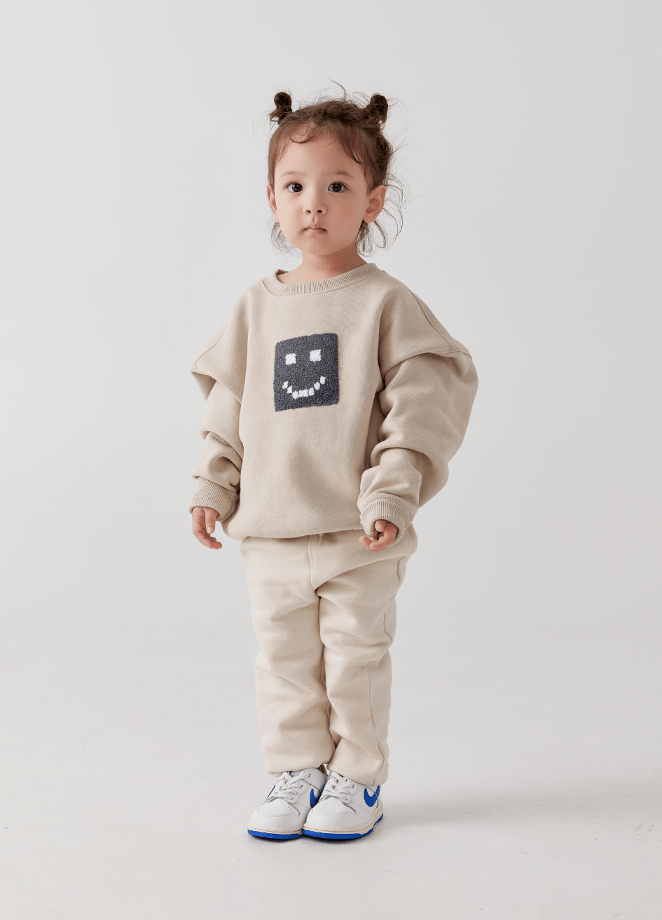 Kids "Pixel" Taupe Sweatshirt - MacroPanora