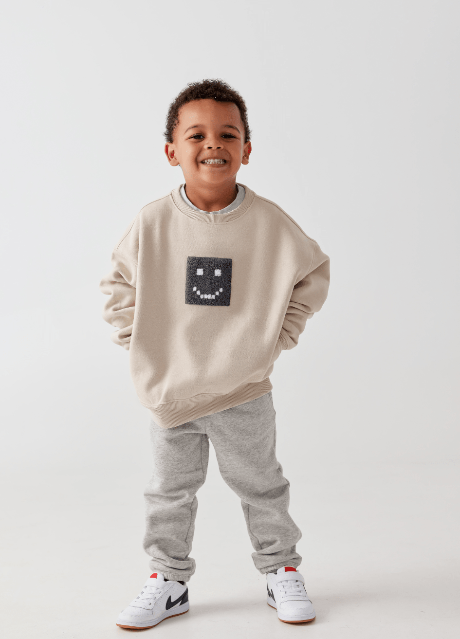 Kids "Pixel" Taupe Sweatshirt - MacroPanora