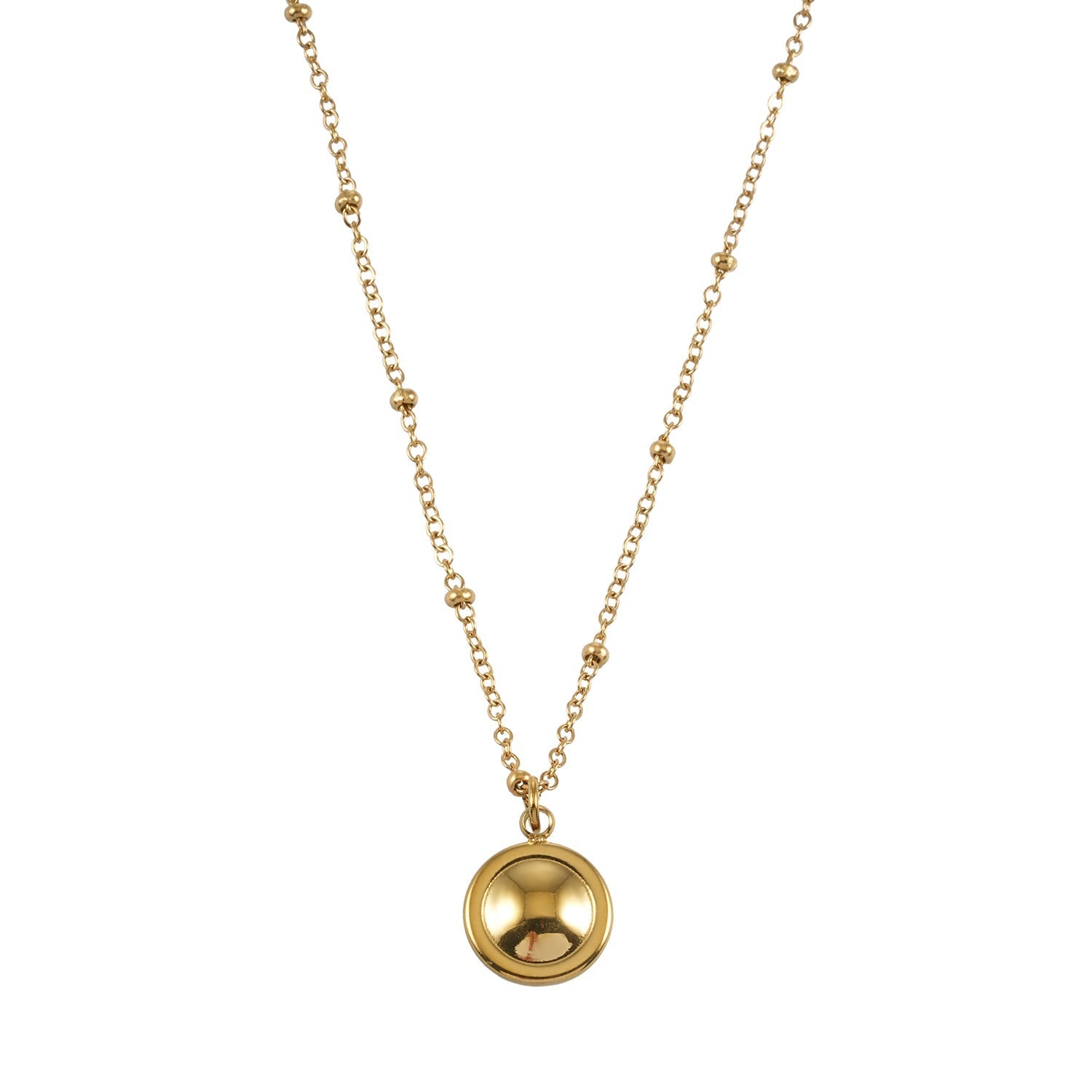 LATAHIA Gold: Beaded Chain necklace with Freshwater Pearl & Pavé Zirconia Border Pendant - MacroPanora